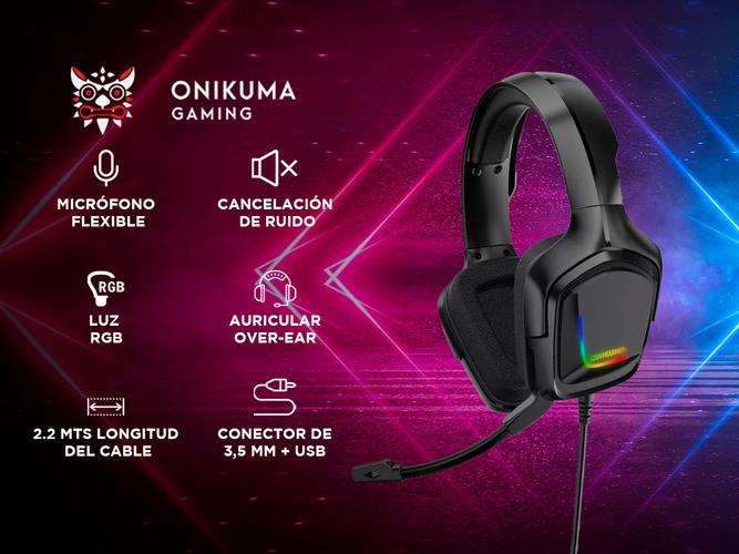 Auriculares Gamer Onikuma K20 Luz rgb LED - 1