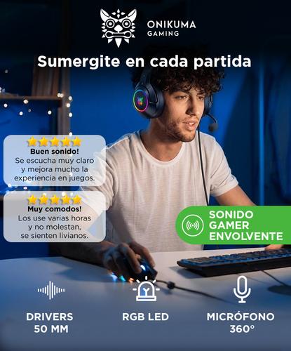 Auriculares Gamer Onikuma K9 con Luz Rgb LED y Micrófono - 1