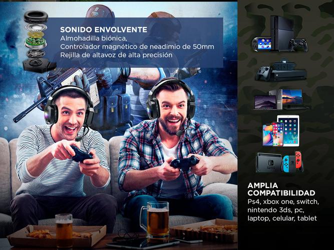 Auriculares Gamer Onikuma K8, Micrófono y Luz RGB LED - 3