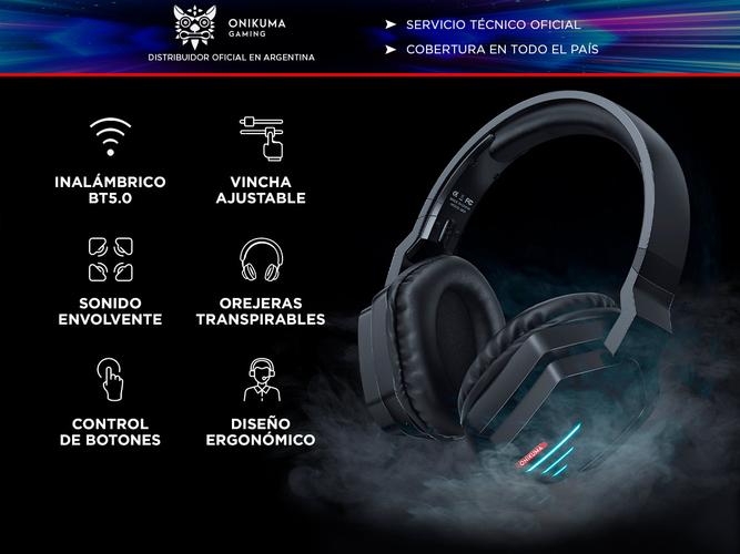 Auriculares Inalámbricos Gamer Onikuma B60 con Blutooth y Luz LED - 1