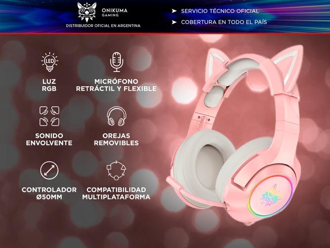 Auriculares Gamer Onikuma K9 Orejas Gato con Luz RGB Led - 1