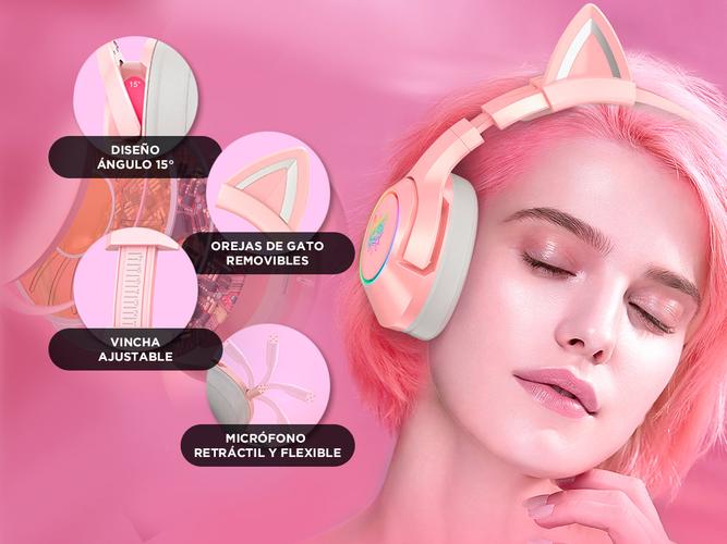 Auriculares Gamer Onikuma K9 Orejas Gato con Luz RGB Led - 2