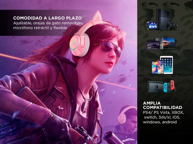 Auriculares Gamer Onikuma K9 Orejas Gato con Luz RGB Led - 3