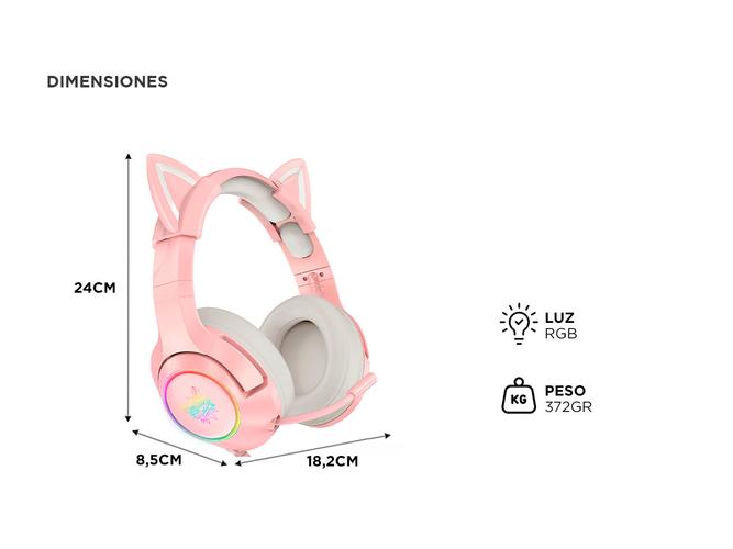 Auriculares Gamer Onikuma K9 Orejas Gato con Luz RGB Led - 4