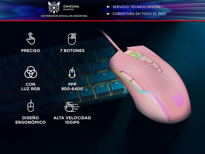 Mouse Gamer Onikuma CW905 DPI 6400 con Luz RGB - 1