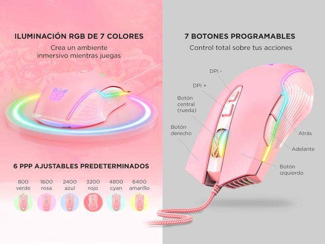 Mouse Gamer Onikuma CW905 DPI 6400 con Luz RGB - 2