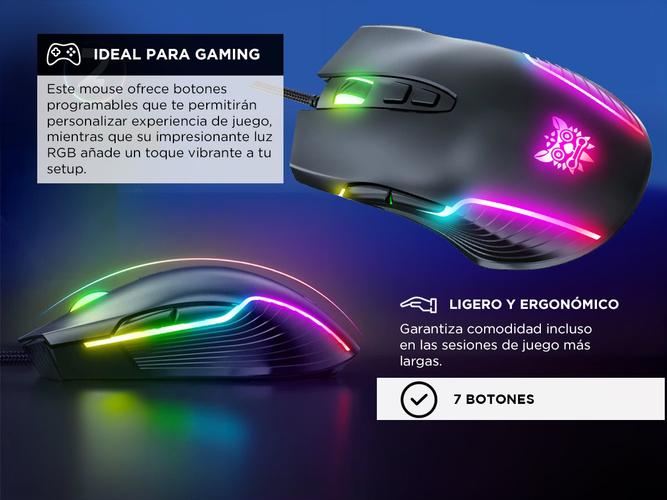 Mouse Gamer Onikuma CW905 Negro DPI 6400 con Luz RGB - 2