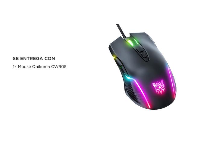 Mouse Gamer Onikuma CW905 Negro DPI 6400 con Luz RGB - 5