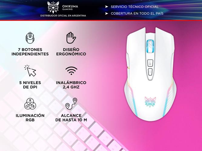 Mouse Inalámbrico Gamer Onikuma CW905 con Luz RGB - 1