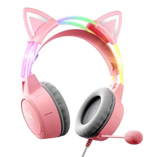 Auriculares Gamer Onikuma X15 Pro Rosa Orejas Gato - 0