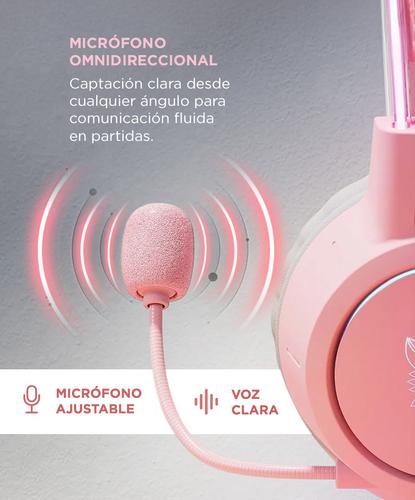 Auriculares Gamer Onikuma X15 Pro Rosa Orejas Gato - 3