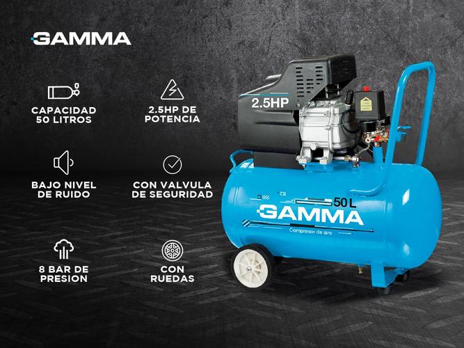 Compresor de Aire Electrico Gamma 50 lts 2.5hp Monofasico G2851AR - 1
