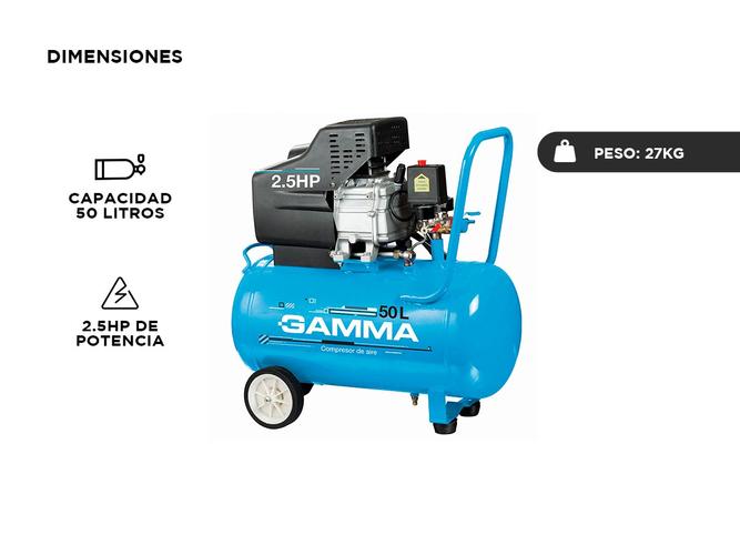 Compresor de Aire Electrico Gamma 50 lts 2.5hp Monofasico G2851AR - 3