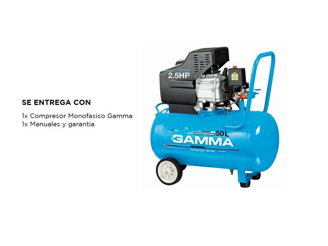 Compresor de Aire Electrico Gamma 50 lts 2.5hp Monofasico G2851AR - 4