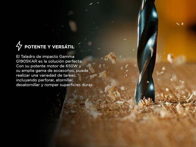 Taladro De Impacto Gamma Mandril 650w Percusion Accesorios Maletin G1905KAR - 2