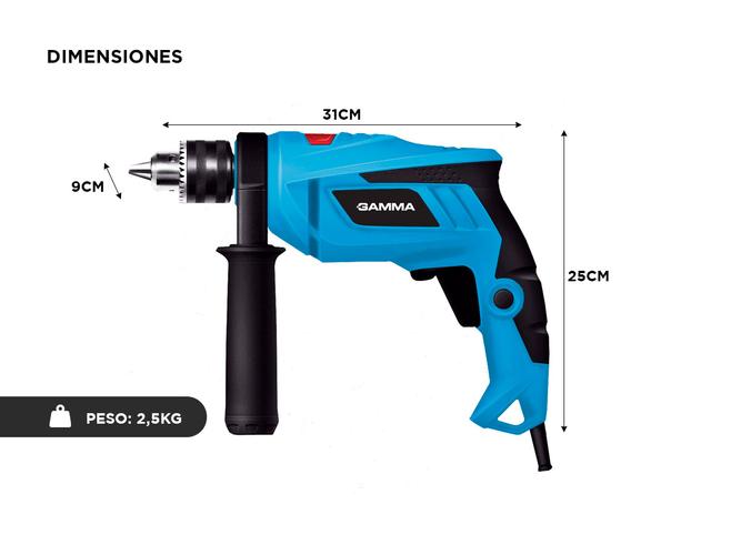 Taladro de Impacto Gamma 850W Percutor 13mm Empuñadura G1902AR - 4