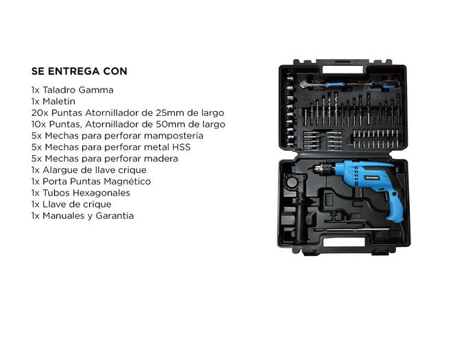 Taladro de Impacto Gamma 710w Accesorios Maletin Mandril G1904KAR - 5