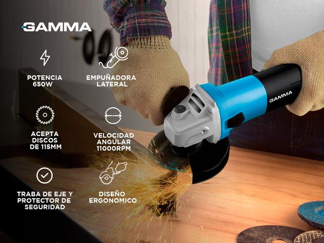 Amoladora Angular Gamma 650W 11000rpm 115mm G1909AR - 1
