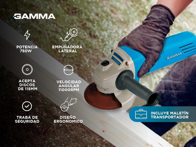 Amoladora Angular Gamma 750W Kit Discos 115mm Maletin G1910KAR - 1