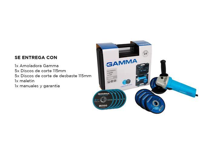 Amoladora Angular Gamma 750W Kit Discos 115mm Maletin G1910KAR - 5