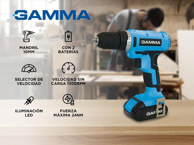 Taladro Atornillador Inalambrico Gamma 12v 2 Bat Cargador Maletin Led G12105AR - 1