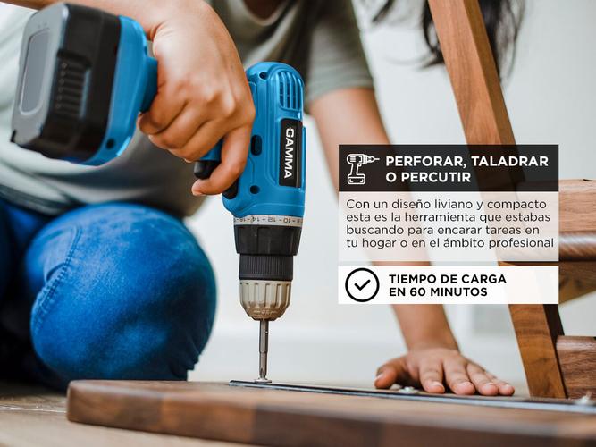Taladro Atornillador Inalambrico Gamma 12v 2 Bat Cargador Maletin Led G12105AR - 2