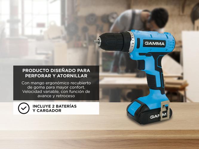 Taladro Atornillador Inalambrico Gamma 12v 2 Bat Cargador Maletin Led G12105AR - 3