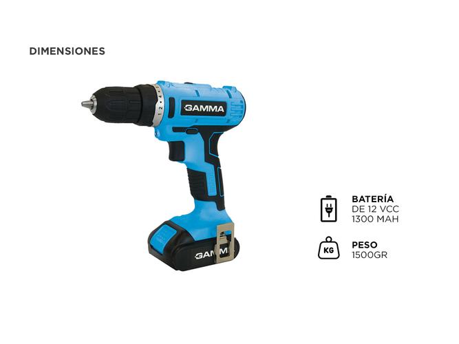 Taladro Atornillador Inalambrico Gamma 12v 2 Bat Cargador Maletin Led G12105AR - 4