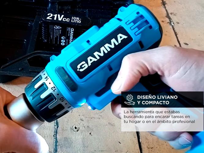 Taladro Atornillador Impacto Inalambrico Gamma 21v 13mm 2 Bat G12301AR - 3