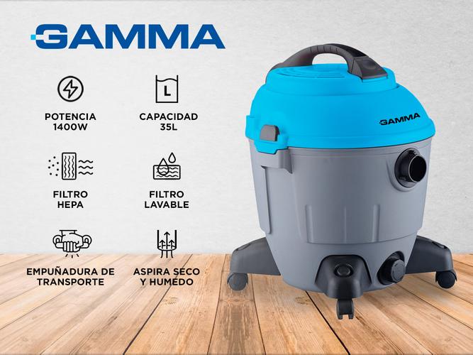 Aspiradora Tacho Gamma 35L 1400W Seco Humedo Filtro Hepa  - 1