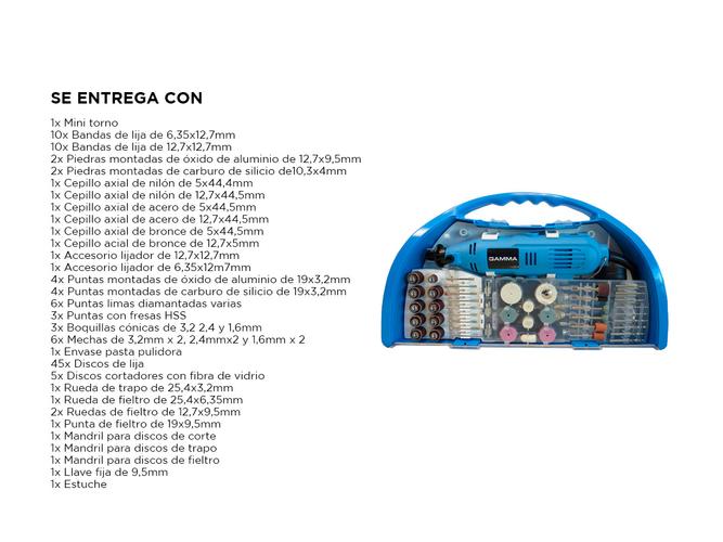 Minitorno Gamma 130w 33000rpm 119 Piezas Accesorios Maletin G19501AC - 5