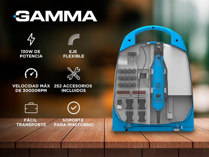 Minitorno Gamma 130w Kit 252 piezas Maletin Eje Flex 230v - 1