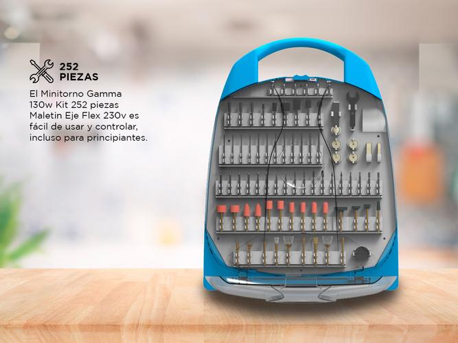Minitorno Gamma 130w Kit 252 piezas Maletin Eje Flex 230v - 3