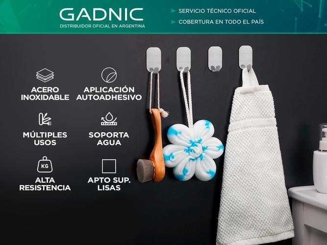 Set de 8 Ganchos Adhesivos Gadnic Acero Inoxidable - 1