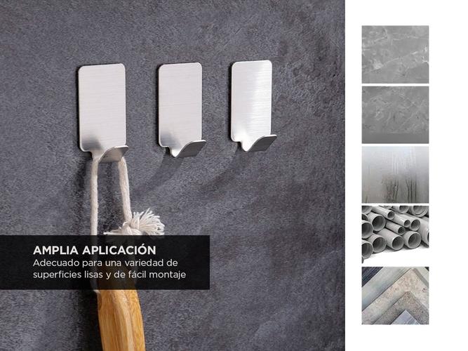 Set de 8 Ganchos Adhesivos Gadnic Acero Inoxidable - 2