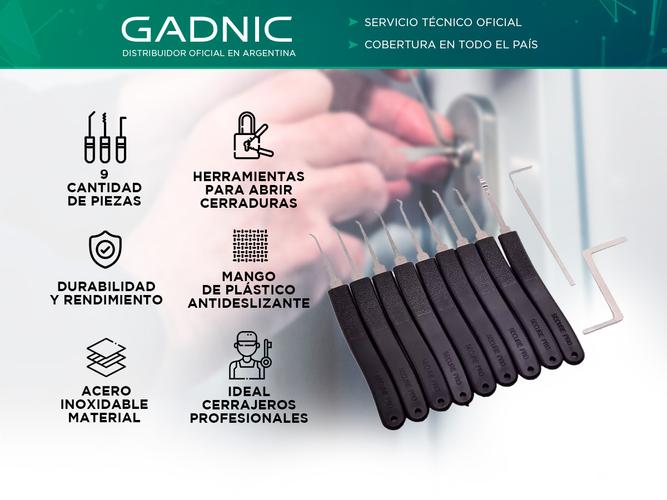 Juego De 9 Ganzúas Profesionales Gadnic Cerrajeros - 1