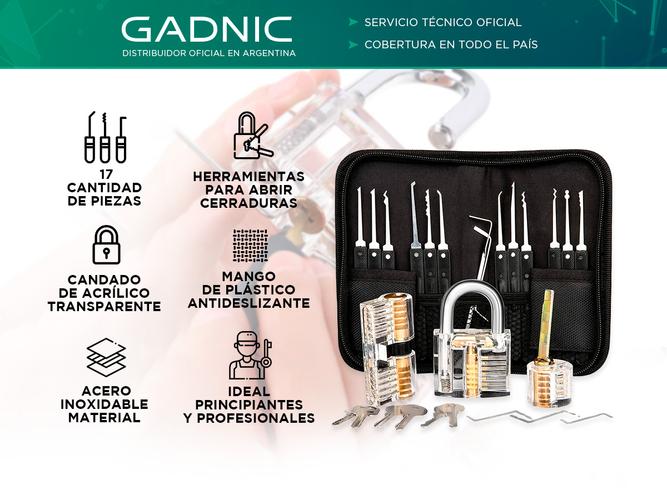 Ganzuas profesionales Gadnic 17 piezas Practica Cerrajeros  - 1