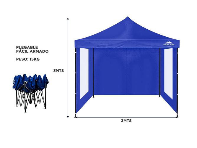 Gazebo Gadnic 3X3-M Plegable 3x3 Reforzado Paredes con Ventana Ideal Playa o Eventos - 5