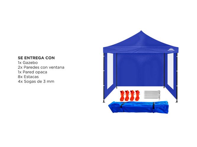 Gazebo Gadnic 3X3-M Plegable 3x3 Reforzado Paredes con Ventana Ideal Playa o Eventos - 6