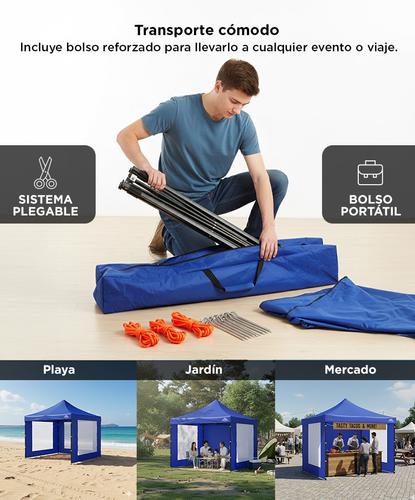 Gazebo Gadnic 3X3-M Plegable 3x3 Reforzado Paredes con Ventana Ideal Playa o Eventos - 2