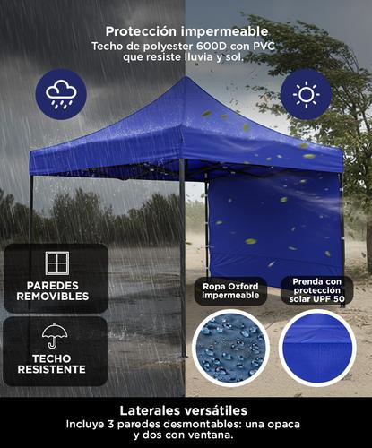 Gazebo Gadnic 3X3-M Plegable 3x3 Reforzado Paredes con Ventana Ideal Playa o Eventos - 3