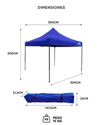 Gazebo Gadnic 3X3-M Plegable 3x3 Reforzado Paredes con Ventana Ideal Playa o Eventos - 4