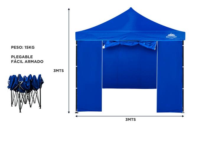 Gazebo Gadnic 3X3M-ZIP Plegable 3x3 Paredes Con Ventana Y Puerta Cierre Relámpago - 5