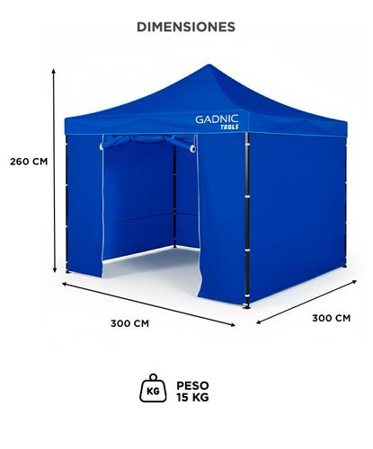 Gazebo Gadnic 3X3M-ZIP Plegable 3x3 Paredes Puerta Cierre Relámpago - 5