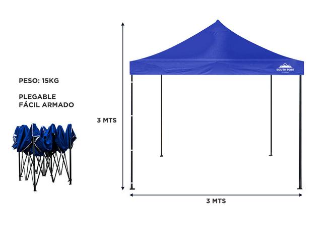 Gazebo Gadnic 3X3M-NR Plegable 3x3 Toldo Reforzado Estructura Metálica - 5