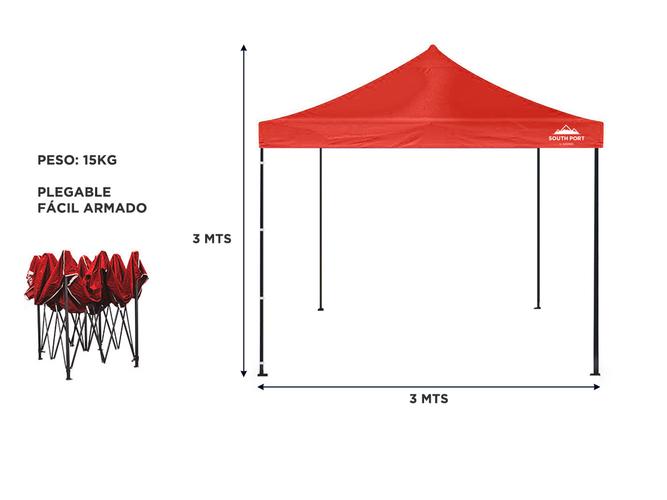 Gazebo Gadnic 3X3M-NR Plegable 3x3 Toldo Reforzado Estructura Metálica - 5