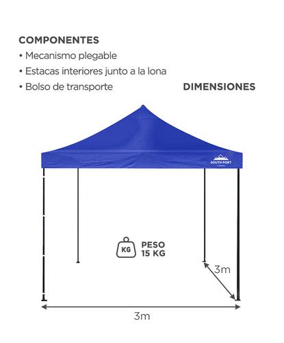 Gazebo Gadnic 3X3M-NR Plegable 3x3 Toldo Reforzado Estructura Metálica - 5