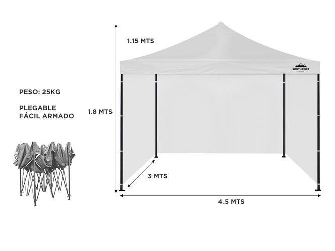 Gazebo Gadnic 3X3M-45 Plegable 3x45mt Reforzado Impermeable  Bolso Outlet - 4