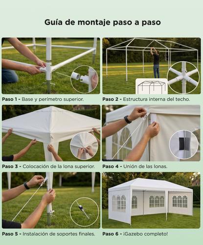 Gazebo 6 x 3 Metros South Port By Gadnic Para Eventos 4 Ventanas Lona PE Impermeable Exterior Carpa Pérgola - 6