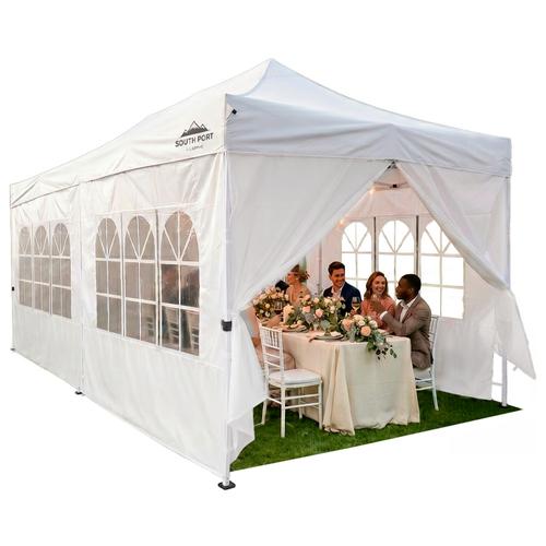 Gazebo 6 x 3 Metros South Port By Gadnic Plegable, Para Eventos, 4 Ventanas, 1 Pared, 1 Puerta, Lona PE Impermeable, Exterior  - 0